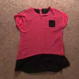 Pink & Black Short Sleeve Top